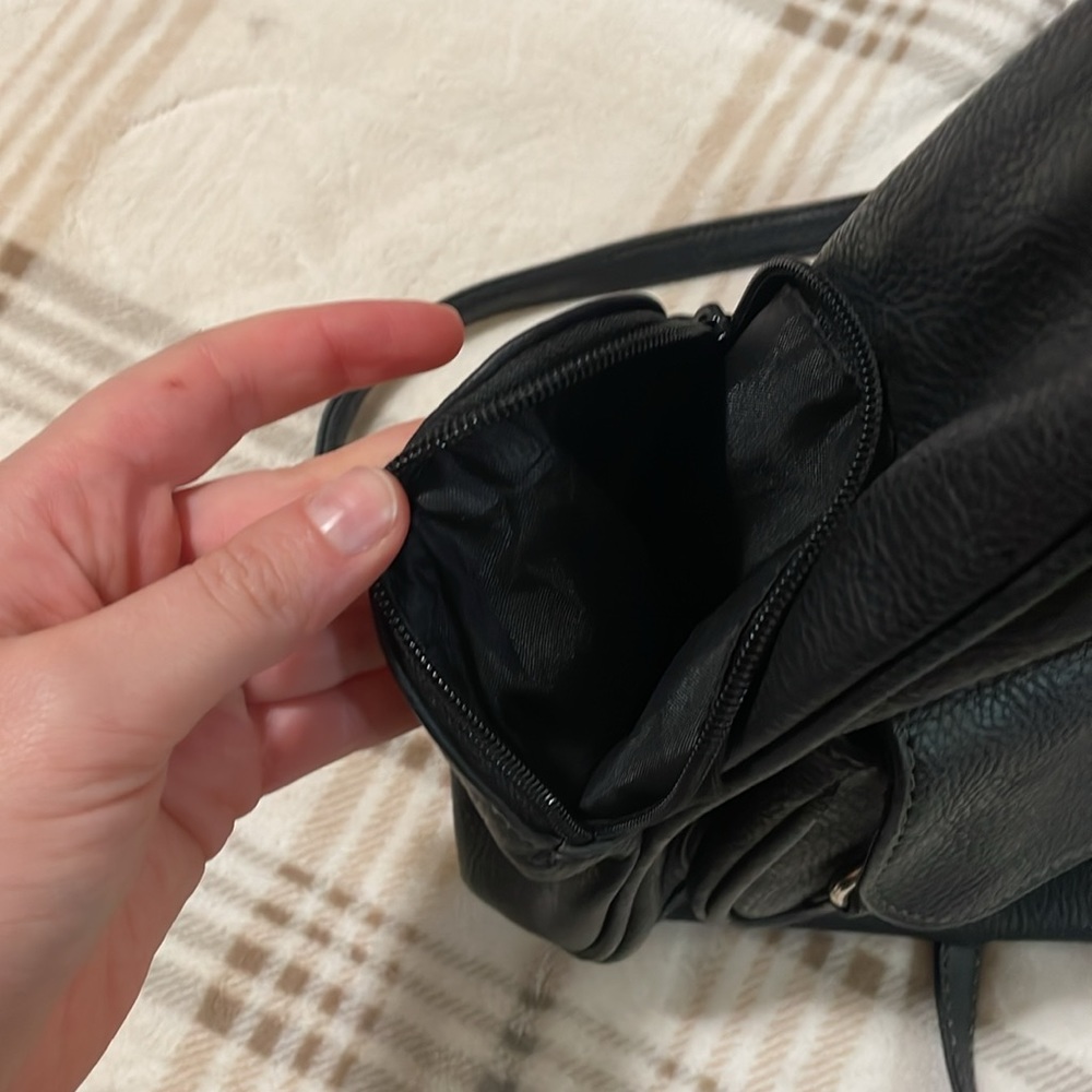 Black Faux Leather Multisac Mini Backpack Purse - image 5